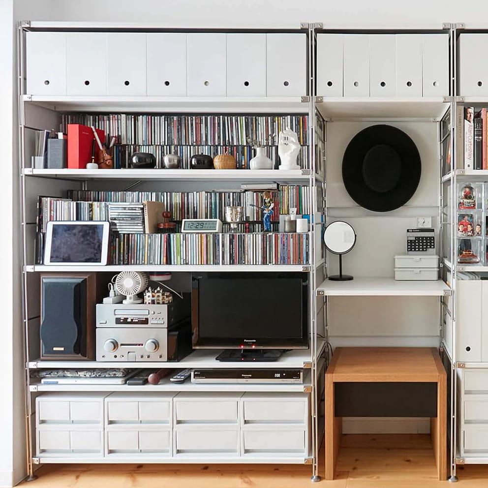 ユニットシェルフとファイルボックスの組み合わせのイメージ