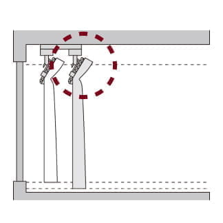 レールを見せる吊り方（天井付け）