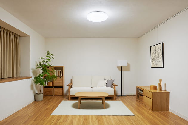 温白色のシーリングライトを使った部屋のイメージ