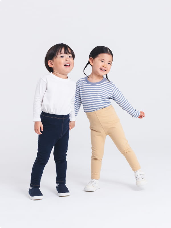 ストレッチ天竺十分丈レギンス／デニム調十分丈レギンスのLOOKイメージ