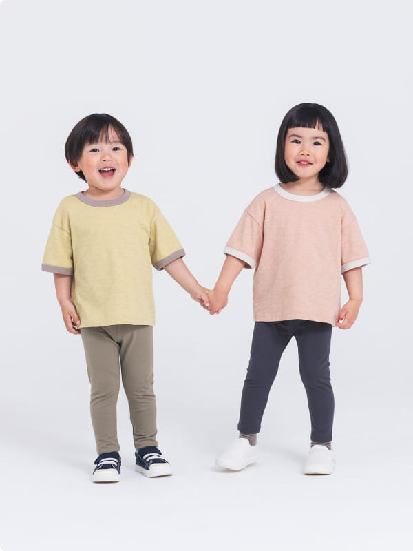 肌離れの良いムラ糸クルーネック五分袖ＴシャツのLOOKイメージ