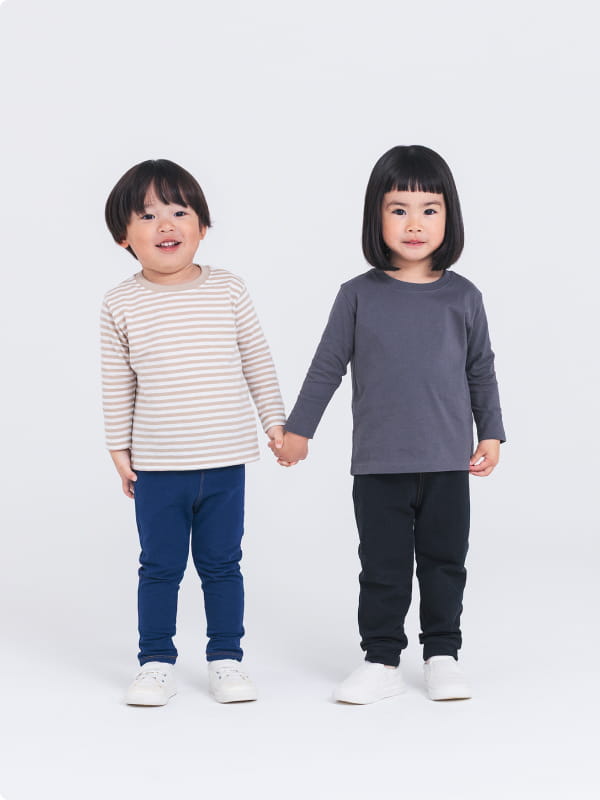 綿天竺編みクルーネック長袖ＴシャツのLOOKイメージ