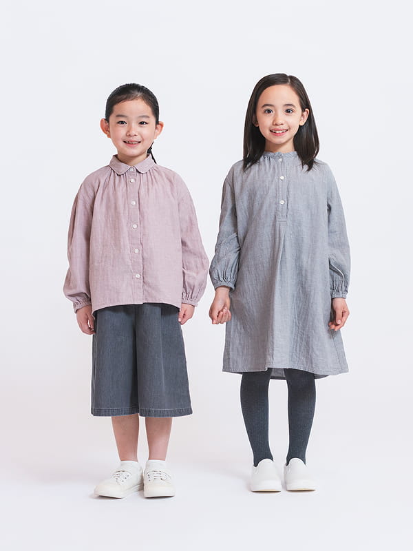 二重ガーゼ長袖ブラウス／長袖ワンピースのLOOKイメージ