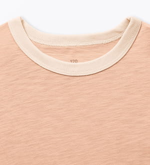 肌離れの良いムラ糸クルーネック五分袖Ｔシャツの拡大イメージ