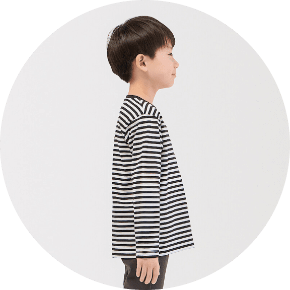 綿天竺編みクルーネック半袖Ｔシャツの着用イメージ
