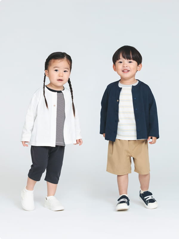 ＵＶカット梨地編みのクルーネックカーディガンのLOOKイメージ