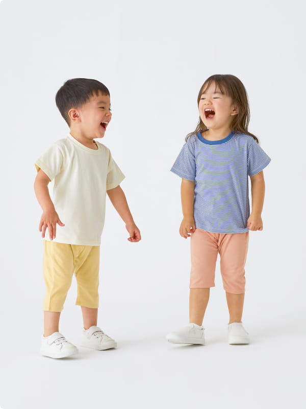 綿天竺編みクルーネック半袖ＴシャツのLOOKイメージ