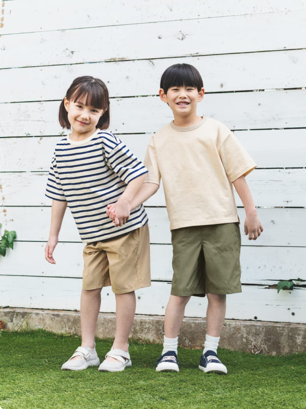 太番手クルーネック五分袖ＴシャツのLOOKイメージ