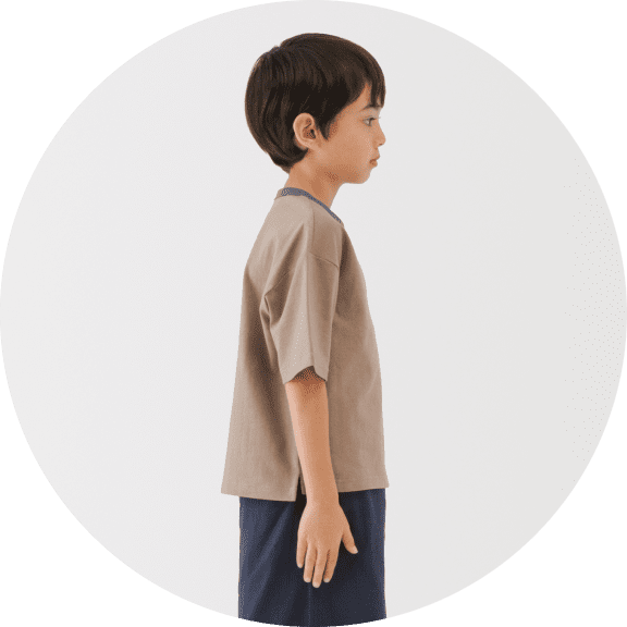 太番手クルーネック五分袖Ｔシャツの着用イメージ