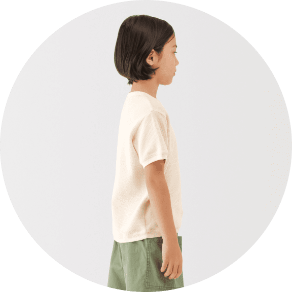 ワッフル編みクルーネック半袖Ｔシャツの着用イメージ