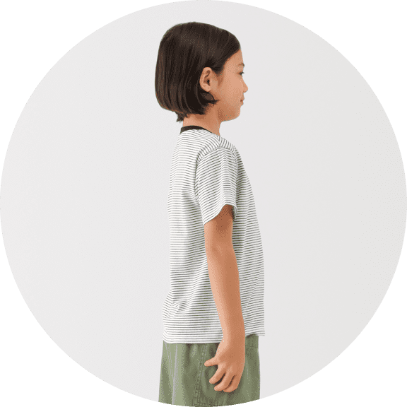 綿天竺編みクルーネック半袖Ｔシャツの着用イメージ