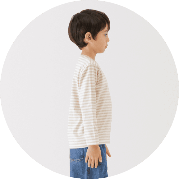 綿天竺編みクルーネック長袖Ｔシャツの着用イメージ