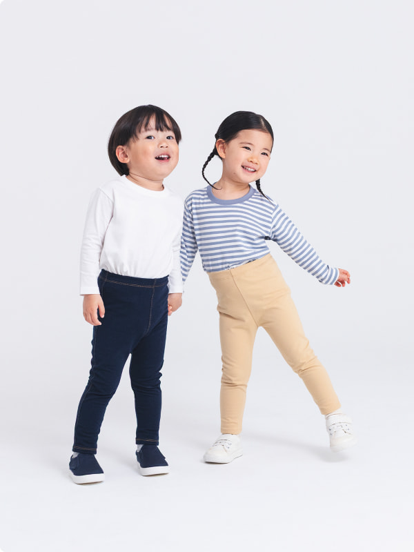 ストレッチ天竺十分丈レギンス／デニム調十分丈レギンスのLOOKイメージ