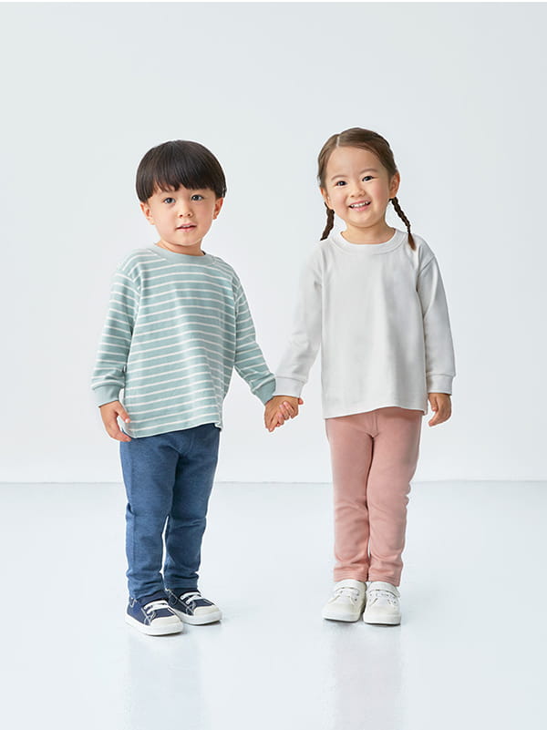 両面起毛クルーネック長袖Tシャツ着用イメージ画像