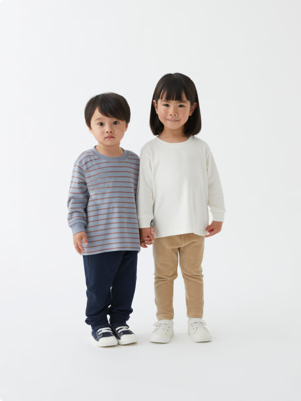 両面起毛クルーネック長袖ＴシャツのLOOKイメージ