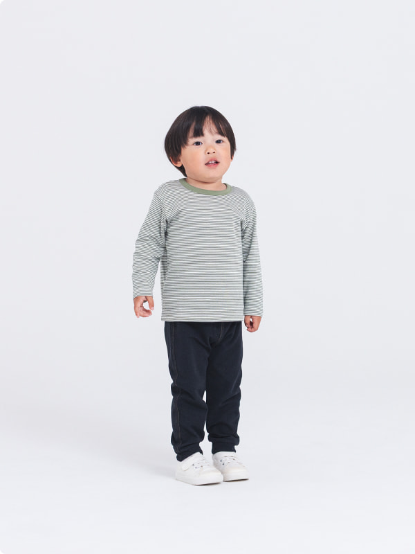 接結編みクルーネック長袖ＴシャツのLOOKイメージ