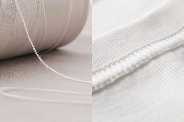 縫い糸と縫い目の画像