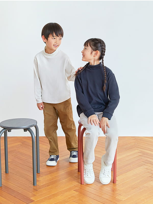 両面起毛ハイネック長袖Tシャツ着用イメージ画像