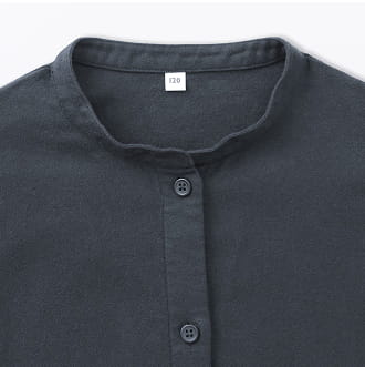 両面起毛フランネルスタンドカラー長袖ワンピース 特徴画像