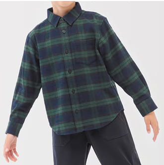 両面起毛フランネルレギュラーカラー長袖シャツ 着用イメージ画像