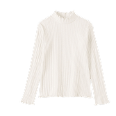 透かし柄モックネック長袖Ｔシャツの画像