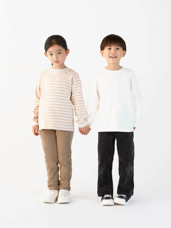 両面起毛クルーネック長袖ＴシャツのLOOKイメージ