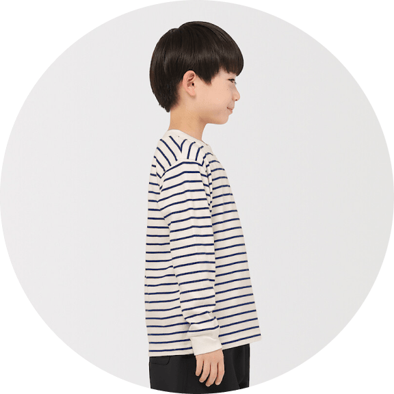 両面起毛クルーネック長袖Ｔシャツの着用イメージ