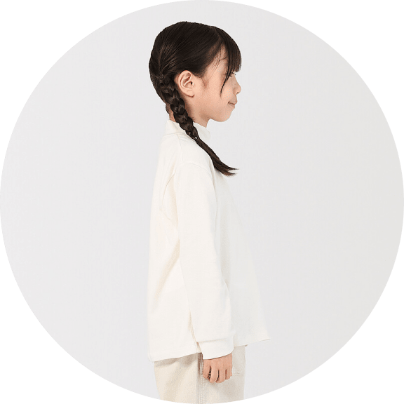 両面起毛ハイネック長袖Ｔシャツの着用イメージ