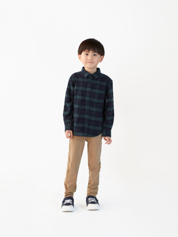 両面起毛フランネルレギュラーカラー長袖シャツのLOOKイメージ