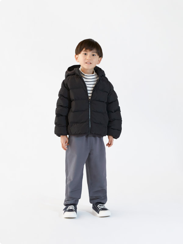 防風裏起毛ストレッチワイドジョガーパンツのLOOKイメージ