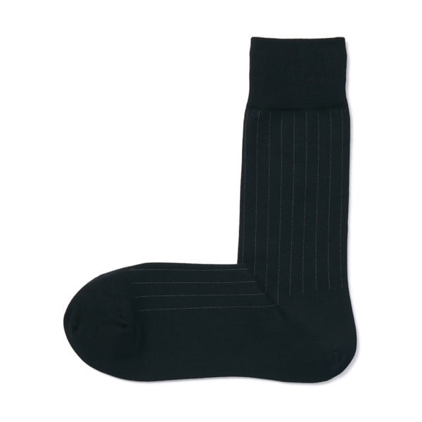 紳士　足なり直角　ビジネス靴下　黒ストライプ