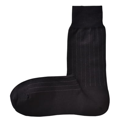 【ローソン】紳士　足なり直角　ビジネス靴下（ストライプ柄）　黒ストライプ