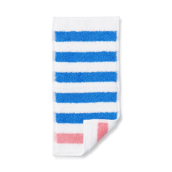 綿 タオル ハーフハンカチ （ストライプ）　ライトブルーボーダー