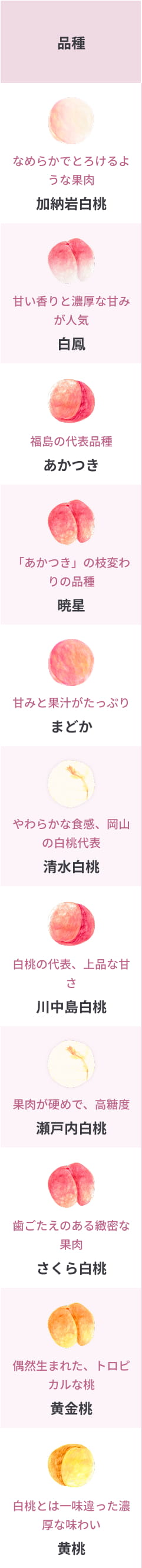 人気の桃のチャート