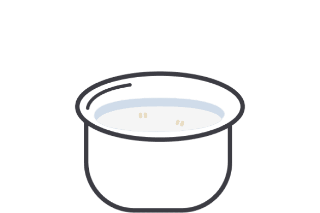 炊飯窯の中のお米に水を入れているアイコン