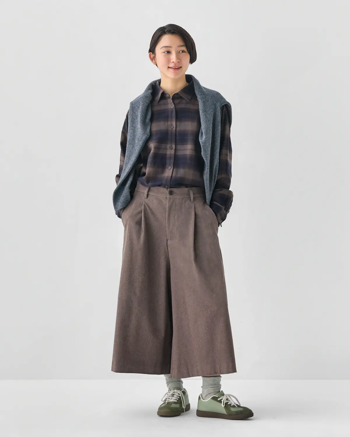 婦人 起毛ジャージー クロップドパンツ