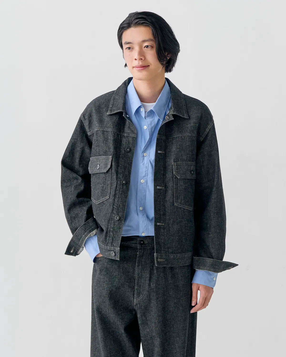 紳士　木の実から作ったカポック混デニムジャケット