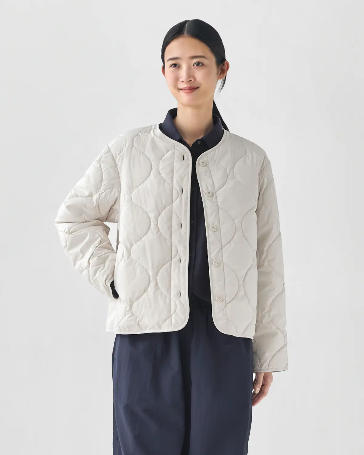 婦人　素材に還る　ふんわり中わたキルティングジャケット