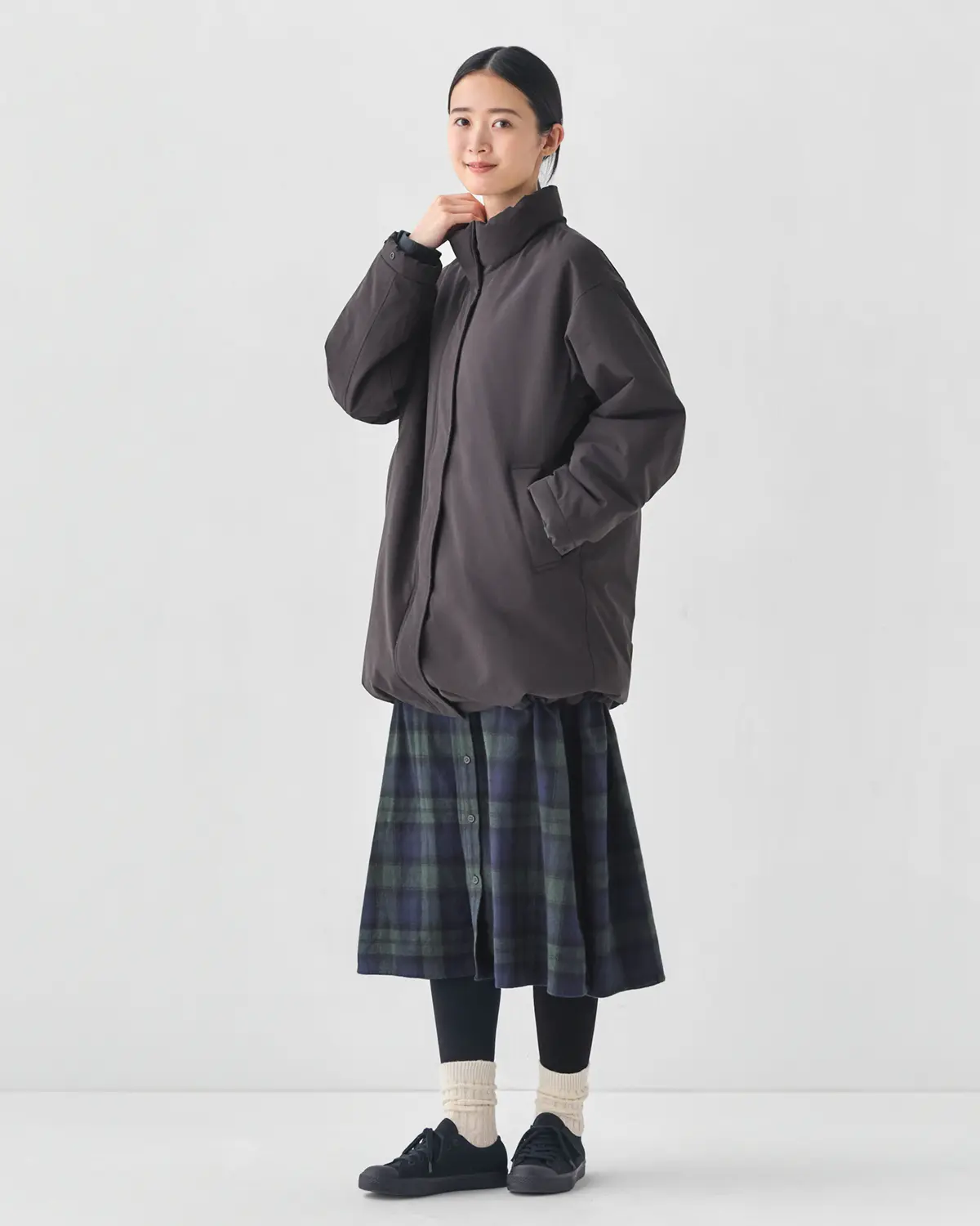 婦人　中わた防風ミドル丈コート