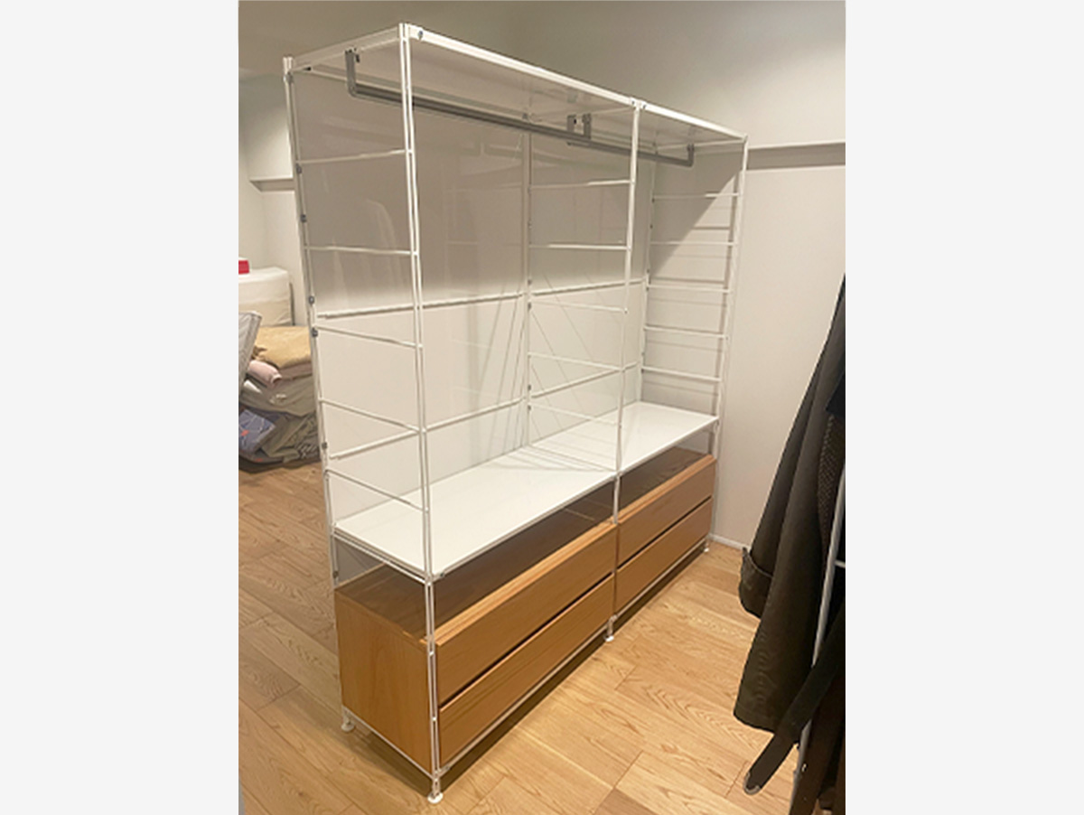 ユニットシェルフ組み替え、バックパネル取り付けのイメージ