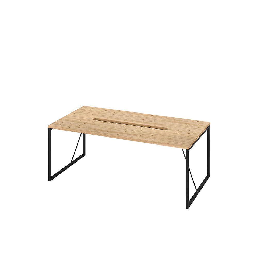 日本の木でできたワークテーブル 配線孔有 幅1800mm – 法人向け空間商