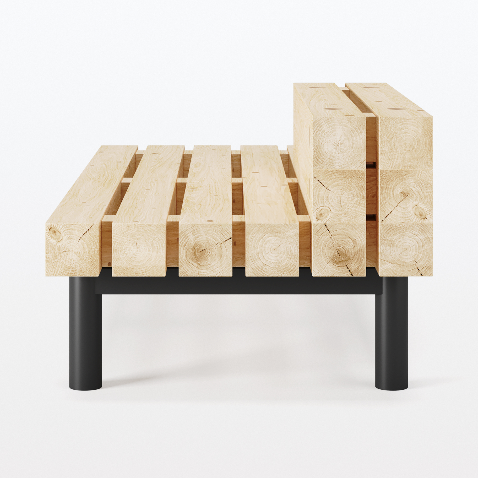 脚付角材ベンチ・120角 幅1800mm 奥行870mm 背もたれあり – 法人向け