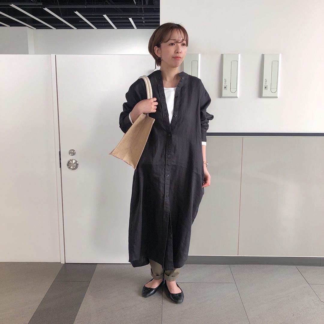 フレンチリネン洗いざらしスタンドカラーワンピース ｍ ｌ ダスティベージュ 通販 無印良品