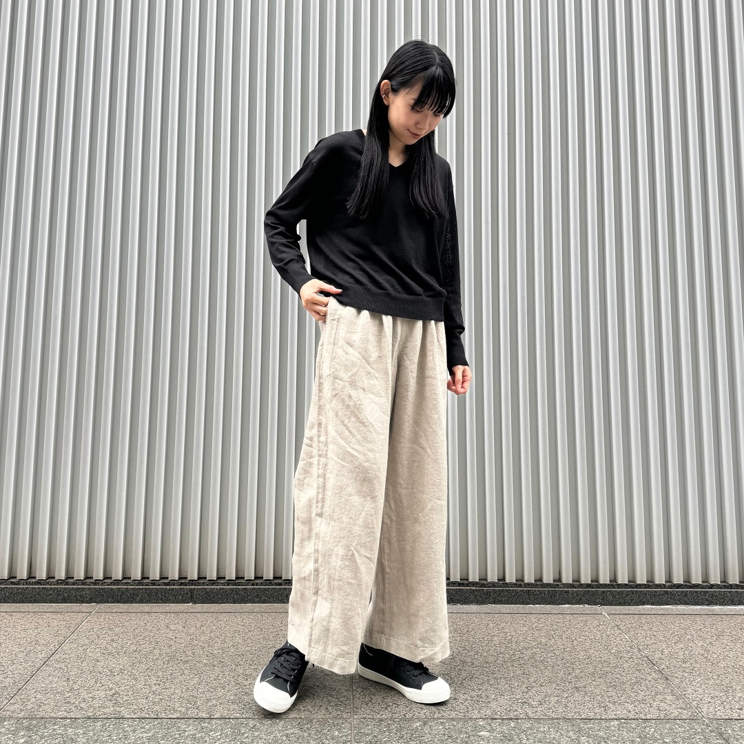 LAST！！／無印良品／大きいサイズL／ブラック／リネンイージーワイド