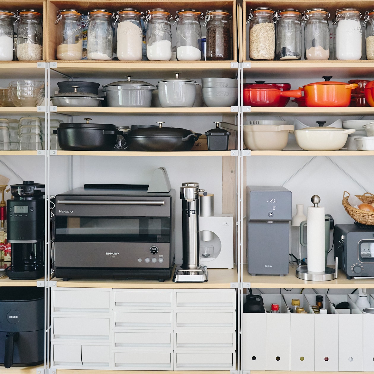 MUJI 無印良品 スチールユニットシェルフ 家電・食器・収納に最適 カスタム済 最強の収納棚！無印良品「ユニットシェルフ」の活用事例をご紹介
