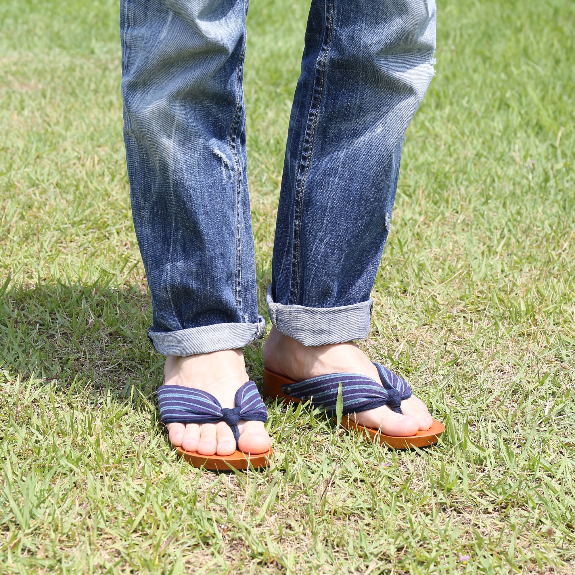 ｍｉｚｕｔｏｒｉの下駄「紺つむぎ」　L（２５.５～２６ｃｍ）