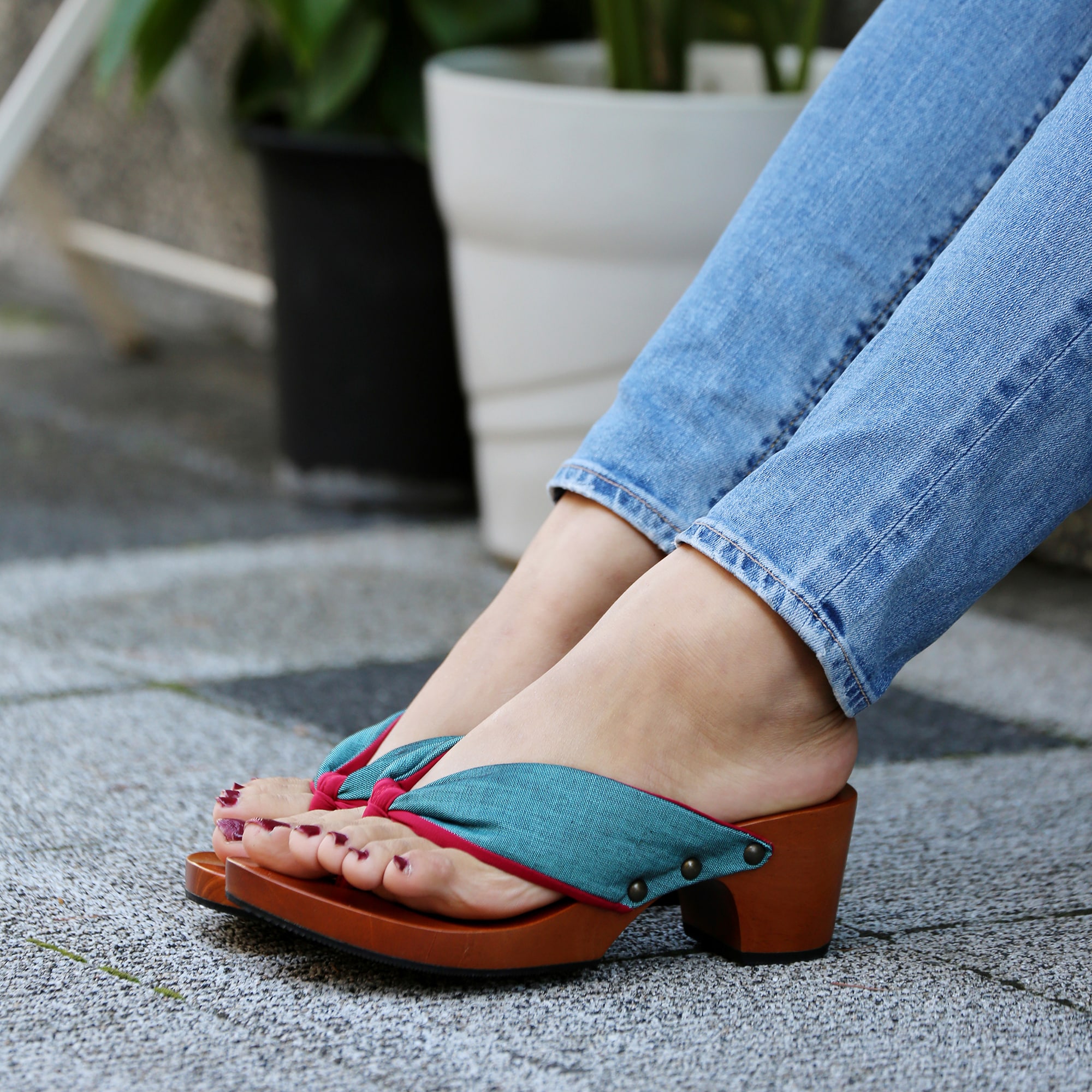 ｍｉｚｕｔｏｒｉの下駄「畳縁」　L（２４～２４.５ｃｍ）