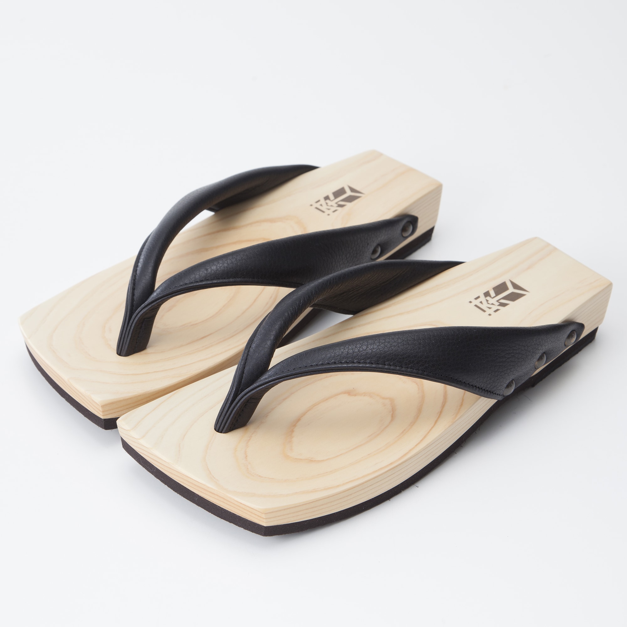 mizutoriの下駄「スムース革・黒」 L（26～26.5cm