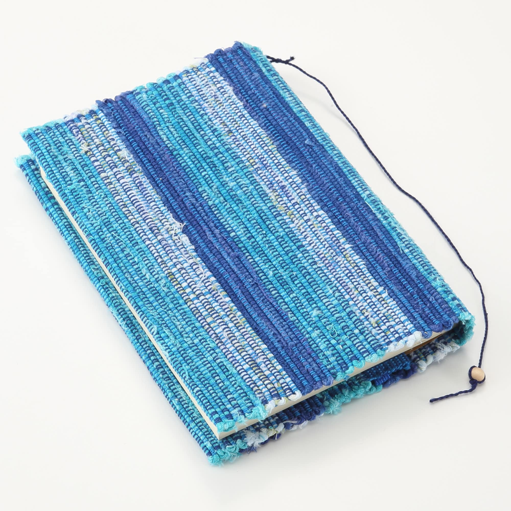 南部裂織　ブックカバー   青系