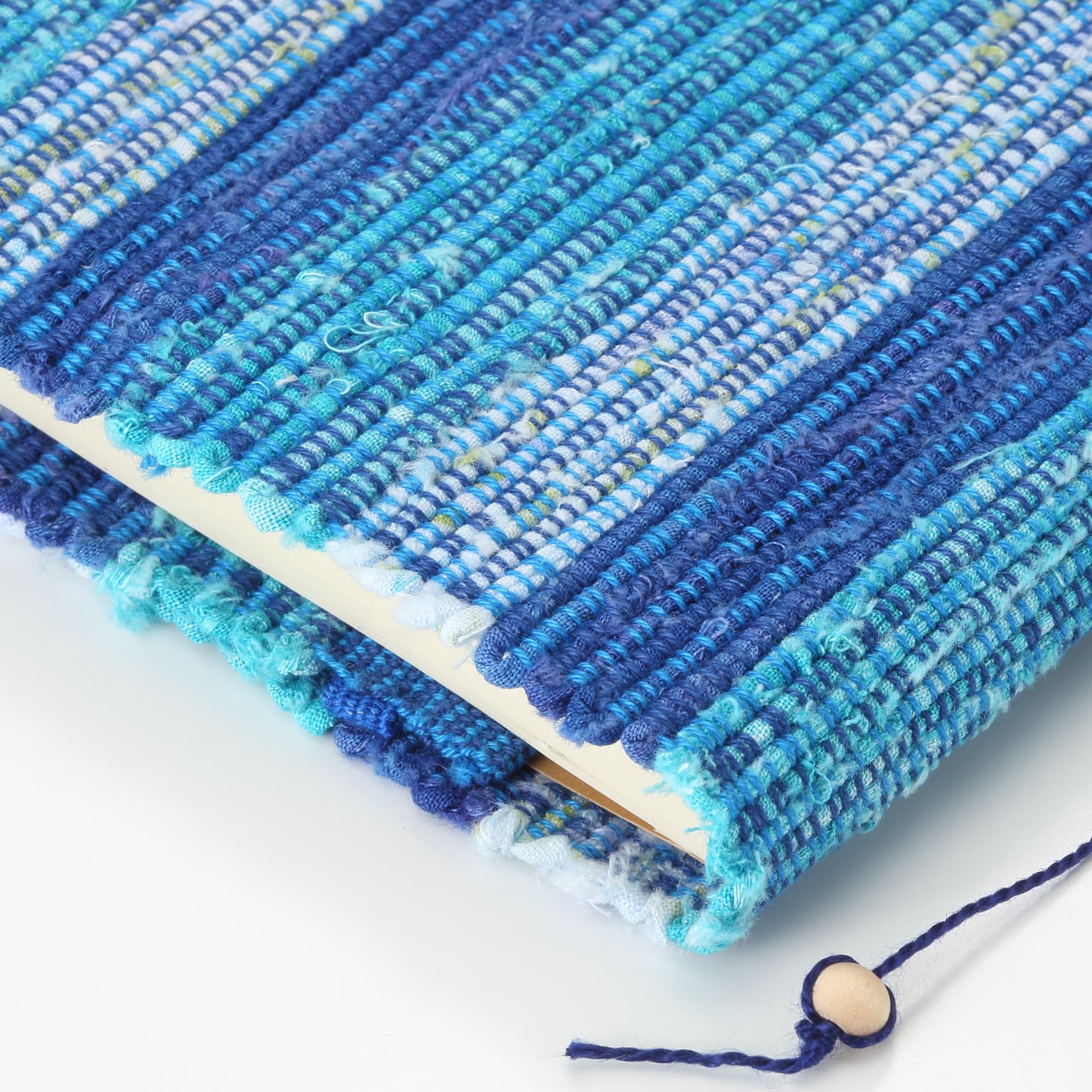 南部裂織　ブックカバー   青系